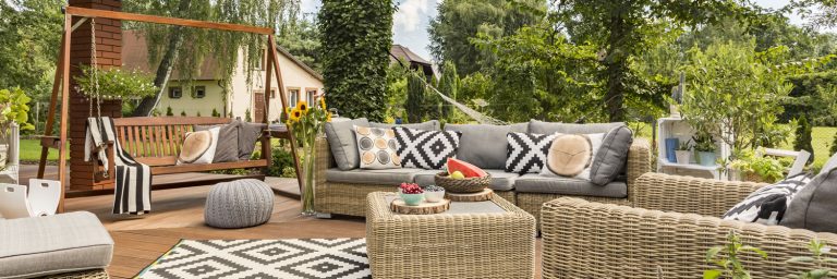 Attractive outdoor social space with corner sofa
