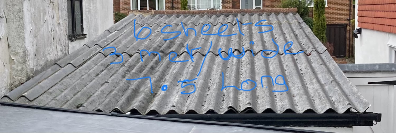 Safe removal of corrugated chrysotile and crocidolite asbestos roofing sheets in Coulsdon