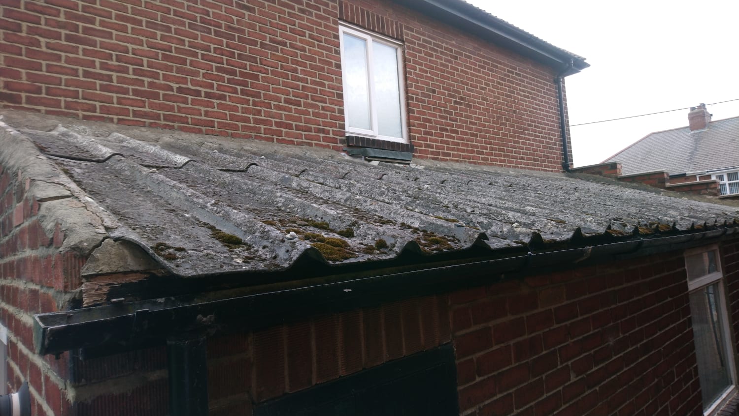 Garage asbestos roof sheet removal in Consett DH8