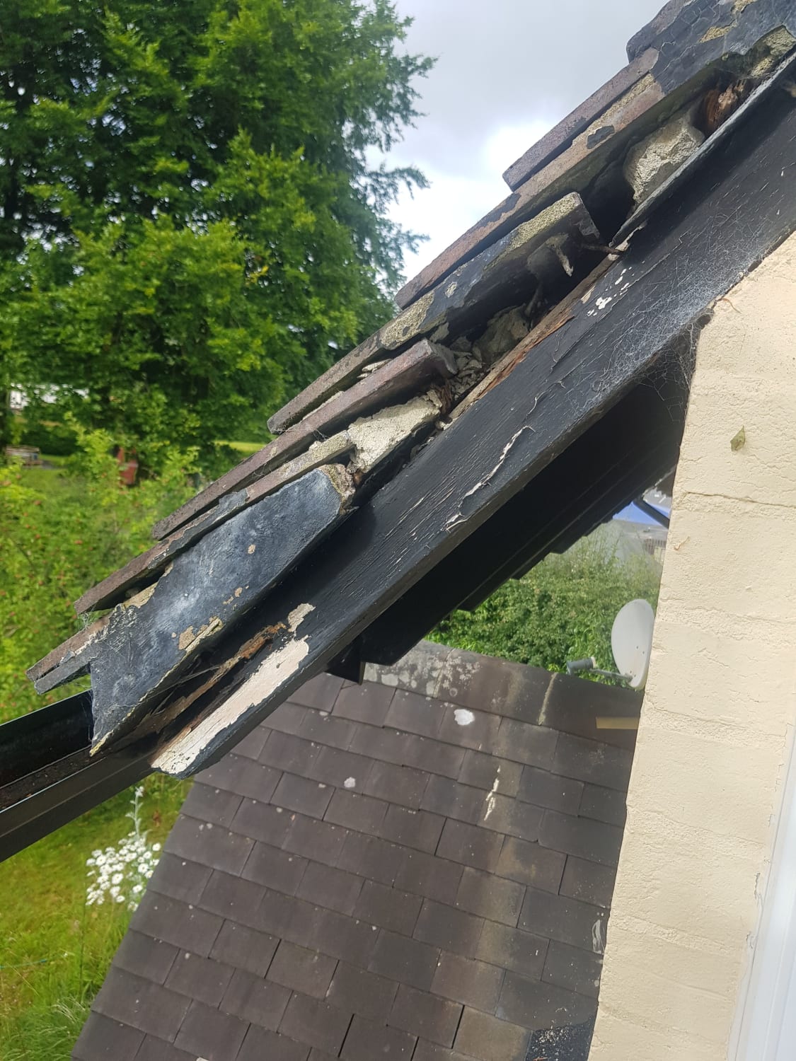Urgent repair of missing tiles and rotten wood in Welshpool