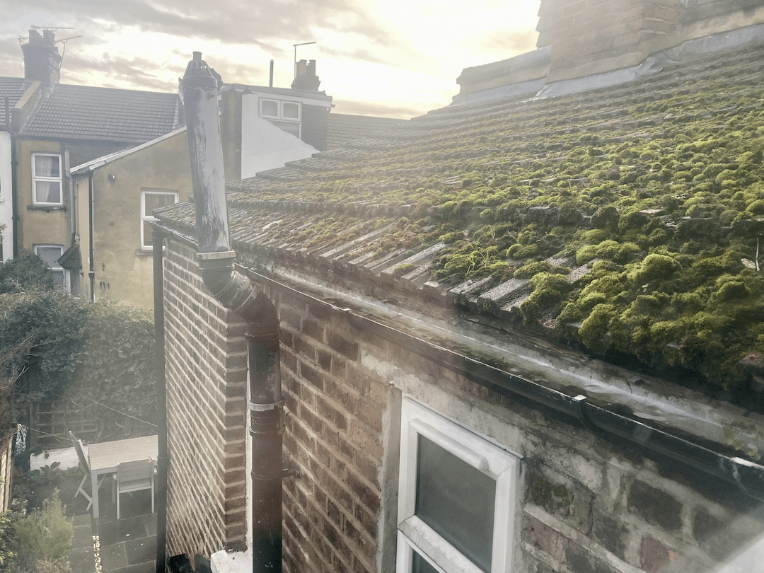 Replacing 6 meters of guttering and roof moss removal in Leytonstone, London